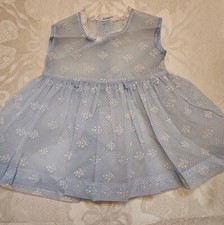 Vintage Baby DOLL Dress Sheer Lace Ruffles Easter Spring Blue Dotted Swiss Worn