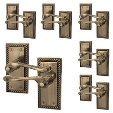 Antique Brass Georgian Scroll Door Handles, 6 Pairs Internal Latch Handles