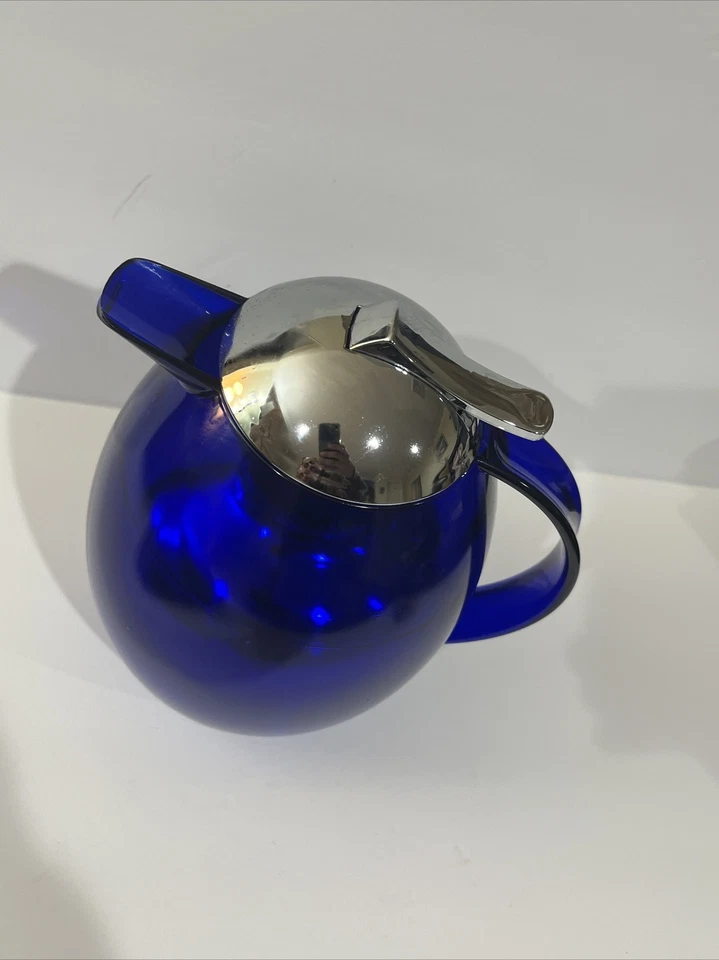 Emsa Melody Cobalt Royal Blue Thermos Pitcher Plastic Retro Germany Vintage - Image 2 of 4