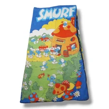 Vintage Wenzel Smurf Sleeping Bag-Birthday Bash-1980s-Lined-Working Zipper
