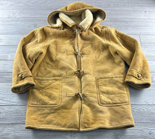 Guess By Marciano Coat Suede Hooded Toggle Button Sherpa Lined Size Large