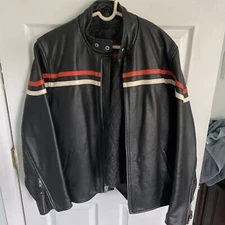 Hot Leathers Mens Leather Racing Motorcycle Jacket with Zip Out Lining Size 44