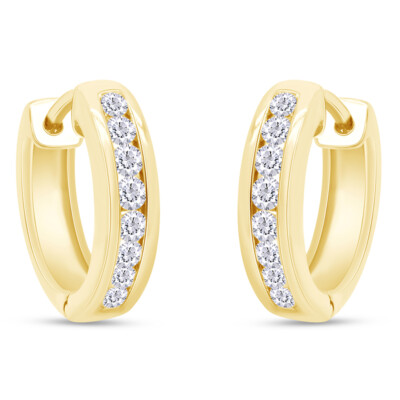 Huggies Hoop Earrings Round Cut Simulated Diamond Solid Sterling Silver 925