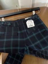 Zara Girls Black Watch Plaid Pants Tartan Slim Straight Leg Size 9/10