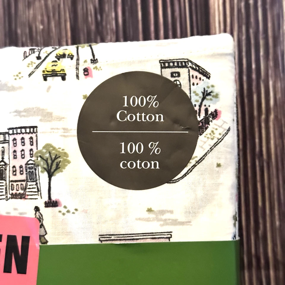 Kate Spade Queen “FINE DAY” New York City Themed Print 100% Cotton Sheet Set - Image 3 of 4