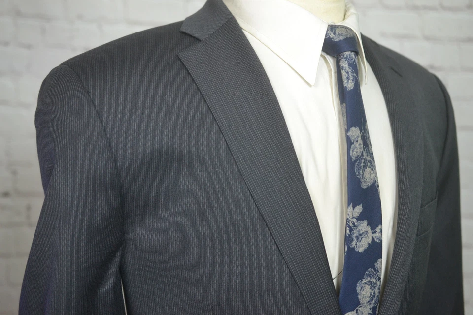 Apt. Traje de 2 piezas a rayas grises para hombre 42R chaqueta 34/28 pantalón Foto 3 de 4