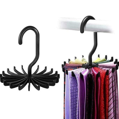 TIE SCARF HANGER RACK ROTATING BELT CLOSET ORGANIZER SPIN HOOKS 20 360º G8I2 - Picture 10 of 14