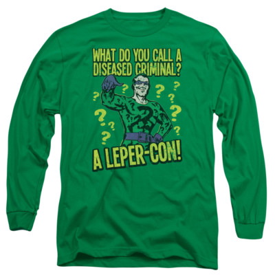 BATMAN RIDDLER DISEASED Licensed Adult Men's Long Sleeve Graphic T ...
