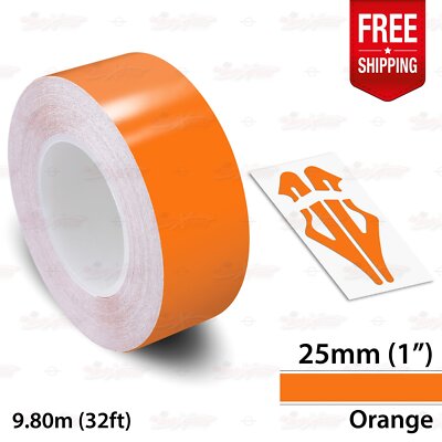 ORANGE 1'' 25mm Roll PIN STRIPE Car Striping Trim Line TAPE Decal Vinyl Sticker