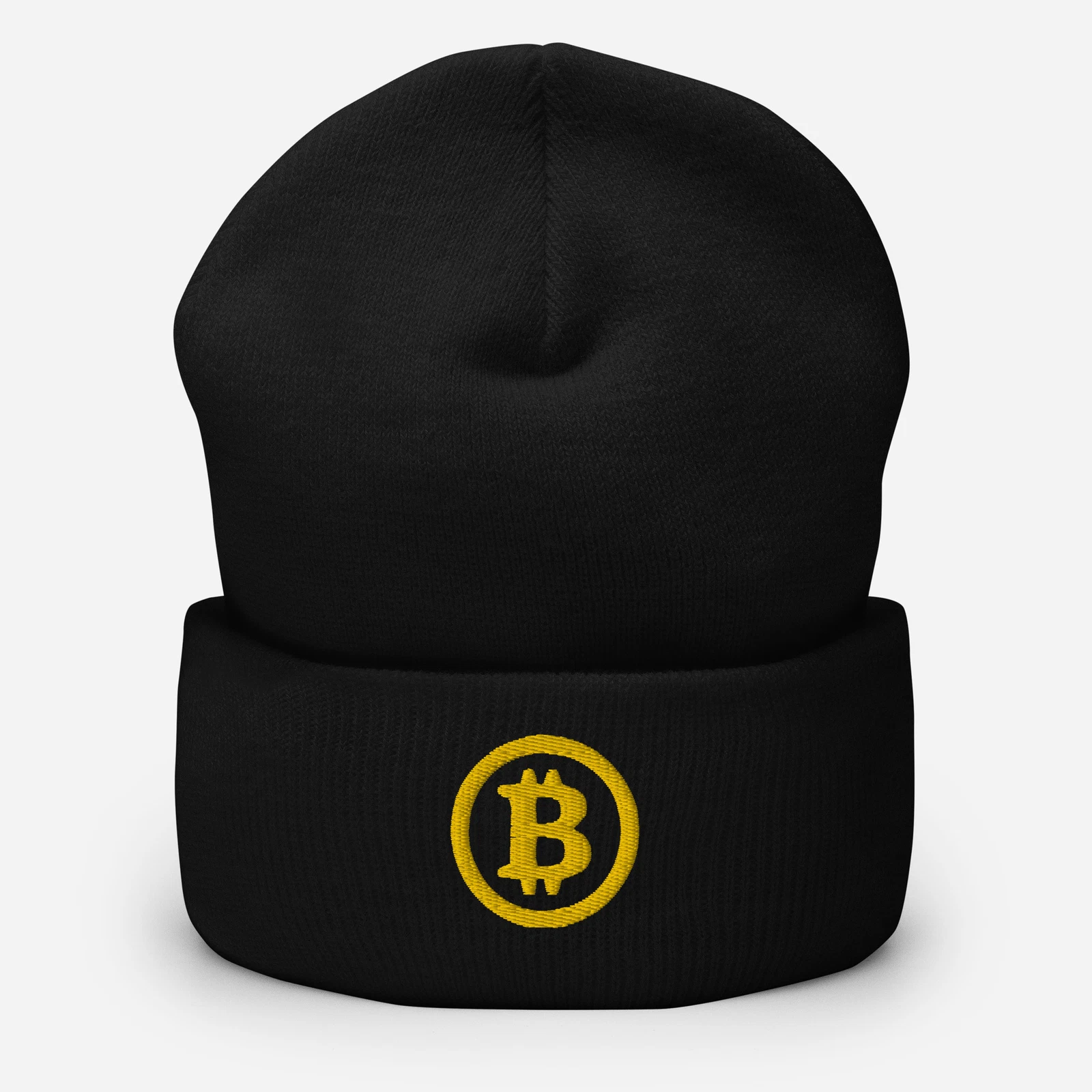 Bitcoin Icon HODL Embroidered Cuffed Beanie Winter Hat, Bitcoin Cap, Bitcoin Hat
