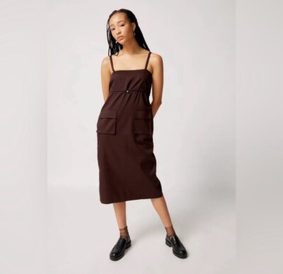 urban outfitters brown slip dress Motel MIDI New Small 10.23MD50 Size:30/30 Plus Size Black Satin