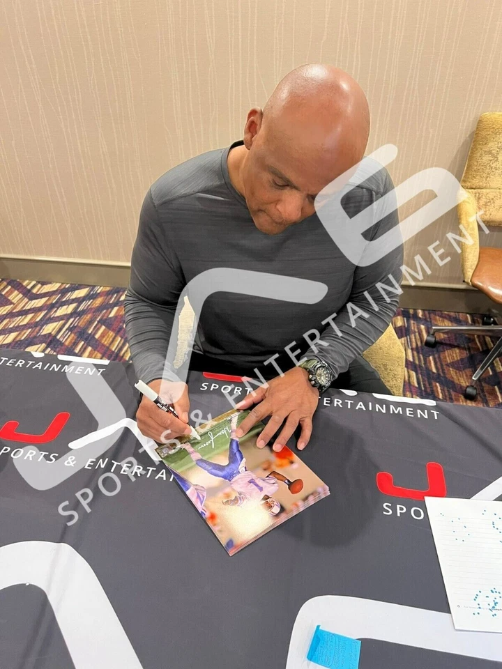 Warren Moon signed inscribed framed 8x10 photo NFL Houston Oilers JSA COA - Image 2 of 2