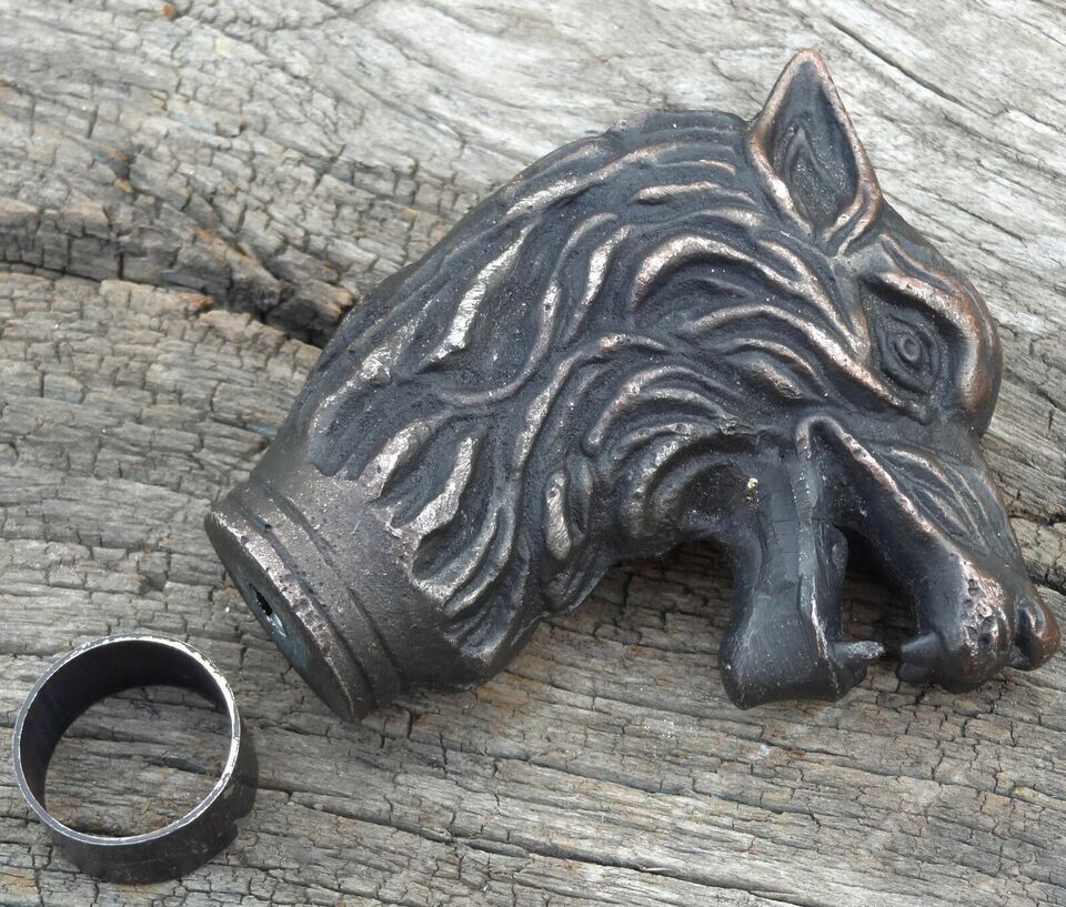 ANTIQUE BLACK SOLID WOLF DRAGON HEAD WALKING STIC… - image 2