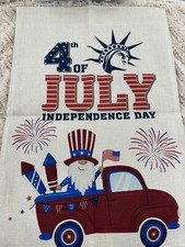 4th Of July Welcome Burlap Garden Flag 12x18, Double Sided Small Mini