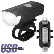 USB LED Rechargeable Bike Bicycle Light Set MTB Road Bike Front Back Headlight L