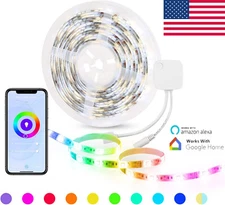 Smart LED Strip Lights Color Changing 16.4ft WiFi RGBW Work With Alexa & Google