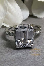 New 3.50CT White Emerald  Round Cut CZ Wedding Engagement Ring In 925 Silver