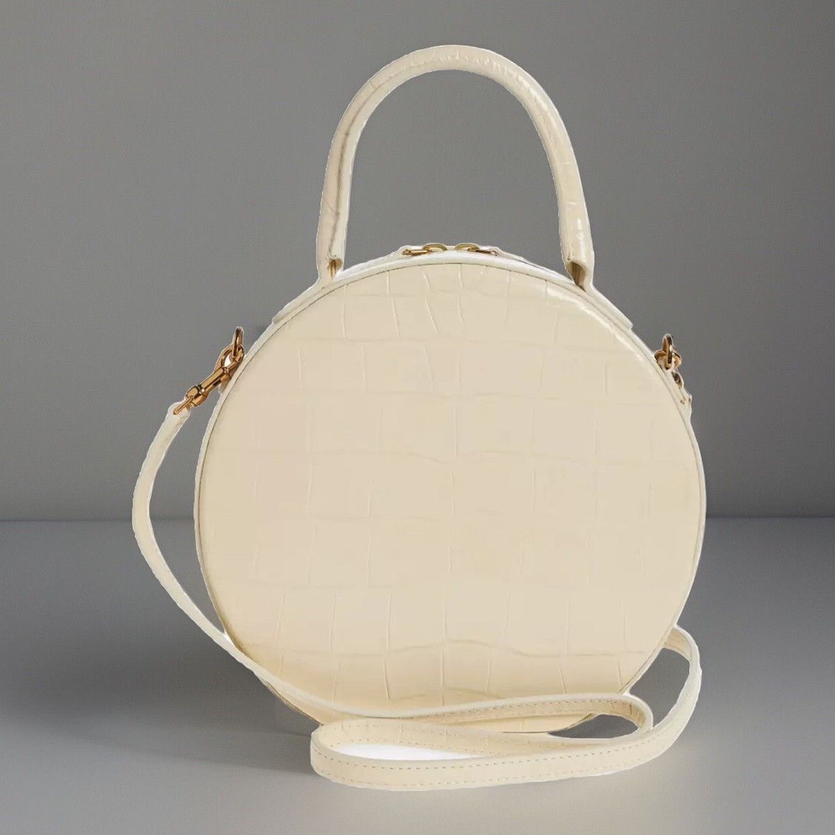 NWT NWT $795 Mansur Gavriel Croc-Embossed Leather Circle Crossbody