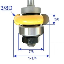1pc 1/4" shank 3/8" Diameter w/Top Bearing Flute Router Bit 