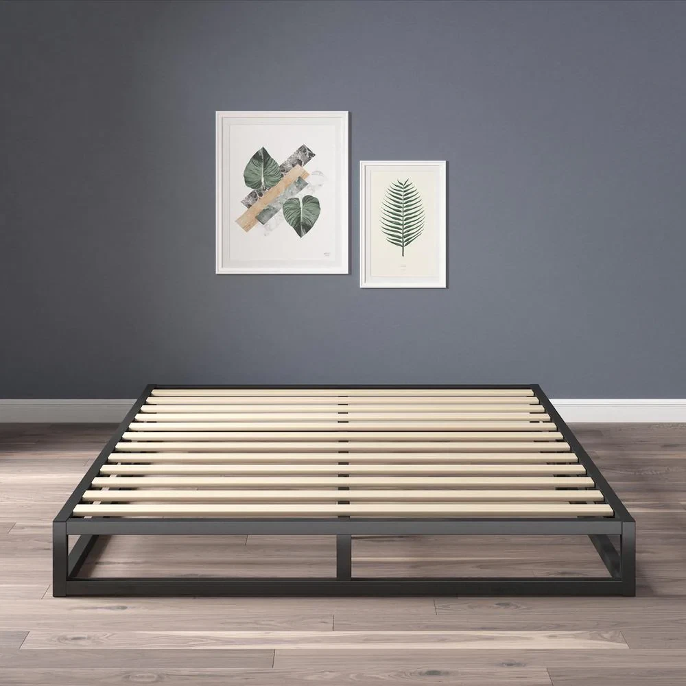 Queen Size Low Profile Bed Frame Wood Slat Support 6 in. High