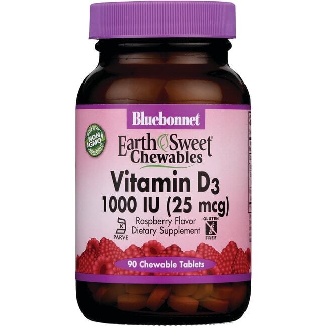 Bluebonnet Nutrition Earthsweet Chewables Vitamin D3 - Raspberry