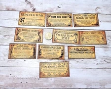 10-Christmas-Handmade-Apothecary-Labels-Fussy Cut-Linen Cardstock-Party-Stickers