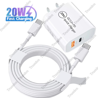  20W USB C Fast Charger PD USB C Type C Cable Power Adapter For Android Samsung
