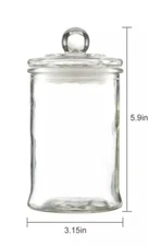 Clear Glass ~ Apothecary Jar w/Lid ~ 3.15" Dia. x 5.9" Tall ~ Storage Canister