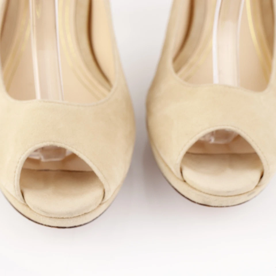 Sandalia Chelsea Ot Cole Haan para mujer talla 8,5 gamuza tostada con cordones tacón dorado zapato Foto 3 de 4