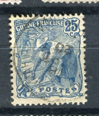 FRENCH COLONIES; GUYANE 1904 early Gold Panning issue fine used 25c ...