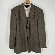 Vintage Tommy Hilfiger Blazer Mens 44R Green Houndstooth Wool Union Made In USA