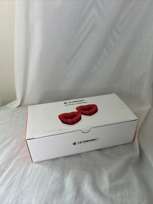 Le Creuset Set of 2 Heart Stoneware Ramekins L'Amour Heart Collection Cerise
