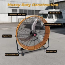 24"/30" High Velocity Drum Fan Heavy Duty Steel Air Circulation Drum Fan