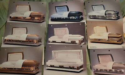 3 Page Lots Of Aurora Casket Coffin Mortuary Funeral Company Sales Catalog Pics