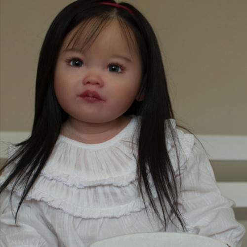 30" Artist Finished Reborn Baby Doll Toddler Girl Rooted Long Hair Birthday Gift - Picture 2 of 4