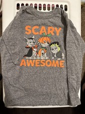 Preowned Paw Patrol Halloween tee shirt SCARY AWESOME Chase Rubble Marshall sz 6