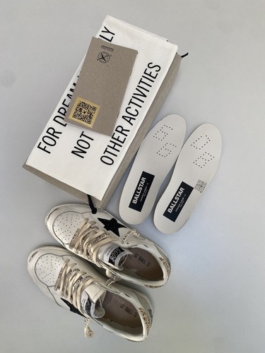 Golden Goose Ball Star Sneaker White Leather/Gold/Black Glitter sz 37 New in Box - Picture 7 of 13