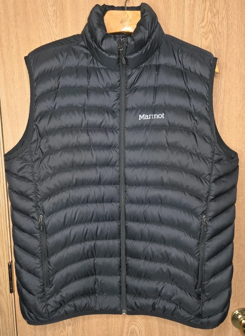 Marmot Vest Mens 2XL Black 600 Fill Down Puffer Packable Quilted Full Zip