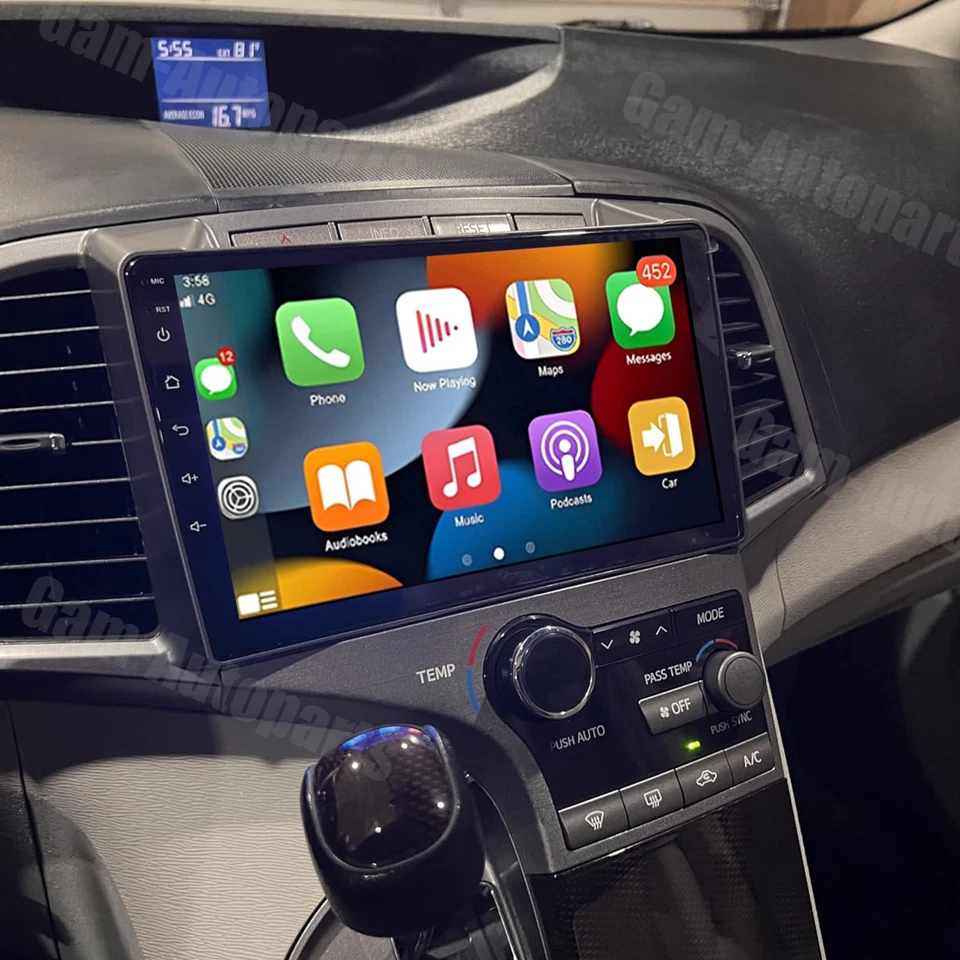 Rádio GPS estéreo veicular 64GB para Toyota Venza 2008-2016 Apple Carplay Android 15 - Imagem 2 de 4