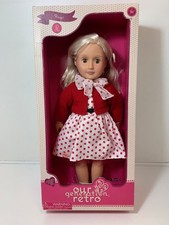 Image of Our Generation Retro Doll Rose 45cm Blonde Polka Dot Dress - NEW