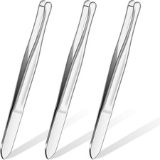 3 Pieces Stainless Steel round Tip Blunt Tip Tweezers Eyebrow Hair Removal Tweez