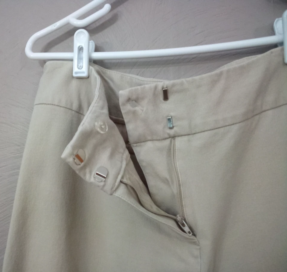 Laura Ashley Womens Pants Size 14 Cotton Blend High Waist  Straight Leg Khaki - Image 4 of 4