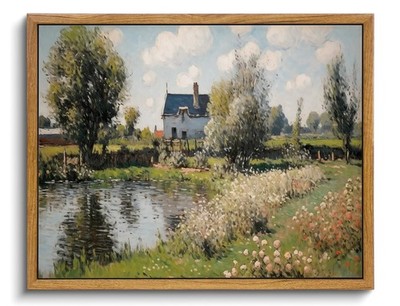 Vintage Framed Wall Art Decor Countryside Landscape Pictures Wall Decor Rusti...