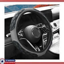 Steering Wheel Cover 15 Inches Elastic Leather Anti-slip Graycolor Gray