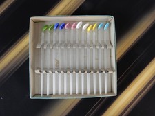 12 Vintage Multicolor Glass Swizzle Sticks,Straws Hand Blown Cocktail Spoons