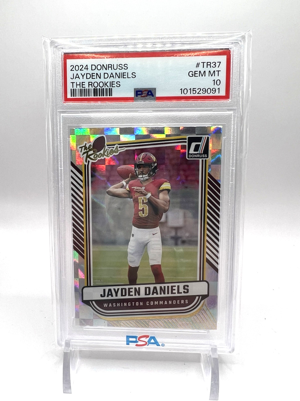 2024 Donruss Jayden Daniels The Rookies #TR37 Rookie RC Graded PSA 10 GEM MT view 2