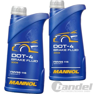 2x1L MANNOL DOT4 BREMSFLÜSSIGKEIT BRAKE FLUID KUPPLUNGSFLÜSSIGKEIT SYNTHETISCH