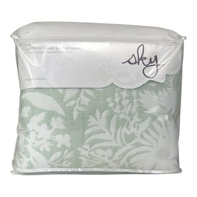 Sky Jardin Silhouette 3 PIECE FULL / QUEEN Duvet Cover & Shams Set GREEN