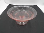 Vintage Pink Depression Glass Floral Etched Compote Bowl