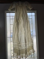 Antique Cotton/Lace Christening Gown Long Sleeves 35" long